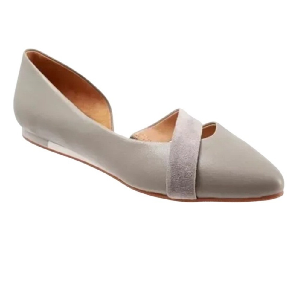 SAVA Grey Leather d'Orsay‎ Pointed Toe Flats Shoes Womens 9.5W (40W) NEW